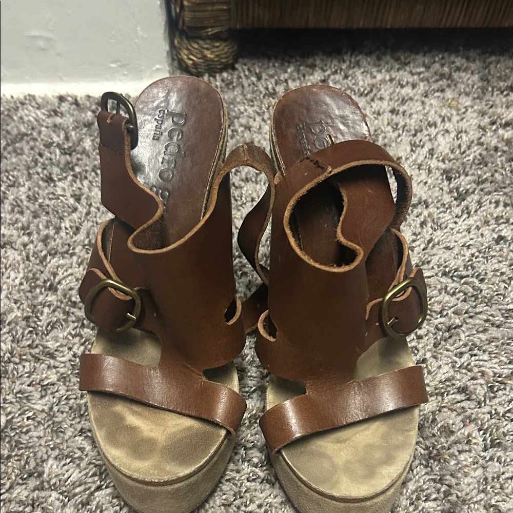 Coro Tan Leather Women's Wedges Pedro Garcia made in Spain